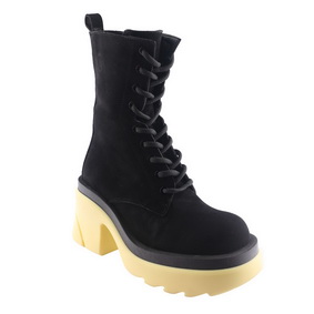 Antrakto woman model casual fashion, Ankle Boots BLACK-Yellow Suede