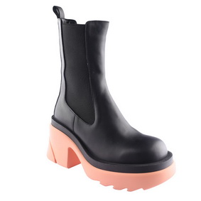 D.MoRo Wanpra woman model casual fashion, Chelsea Boots BLACK-Pink Leather