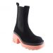 Wanpra woman model casual fashion, Chelsea Boots BLACK-Pink Suede